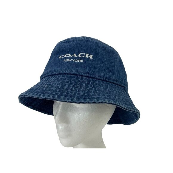 Coach Womens M/L 100% Cotton New York Denim Blue Bucket Hat NWT MSRP $128 - Picture 3 of 10
